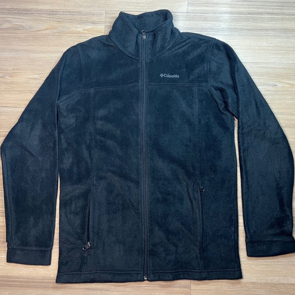 Columbia Youth Fleece Jacket Full Zip Mock Neck Black XL 18/20